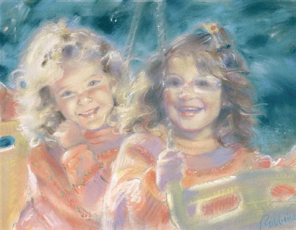 Portrait of sisters in pastel