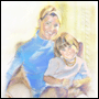 Portrait of mother and daughter in pastel