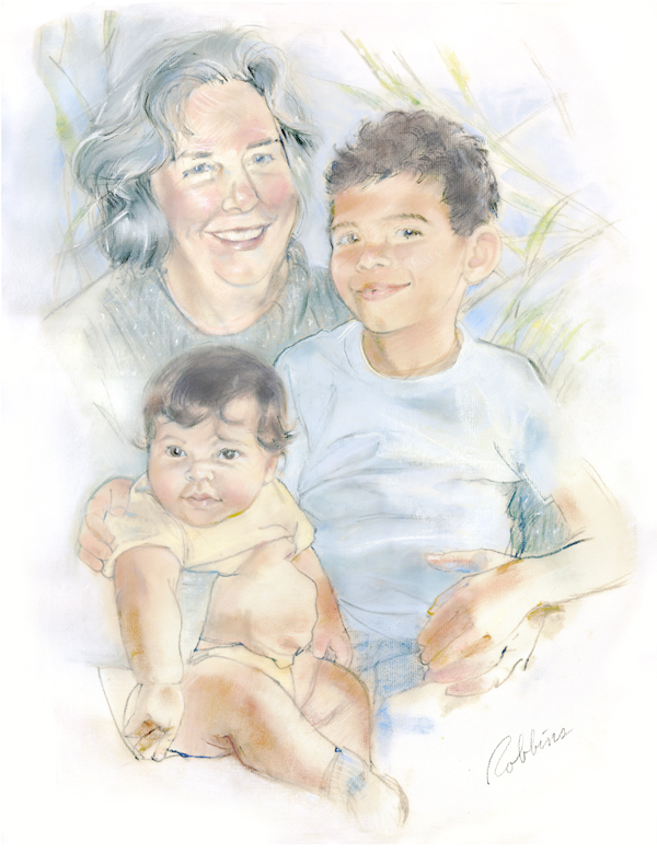 Portrait of family in pastel