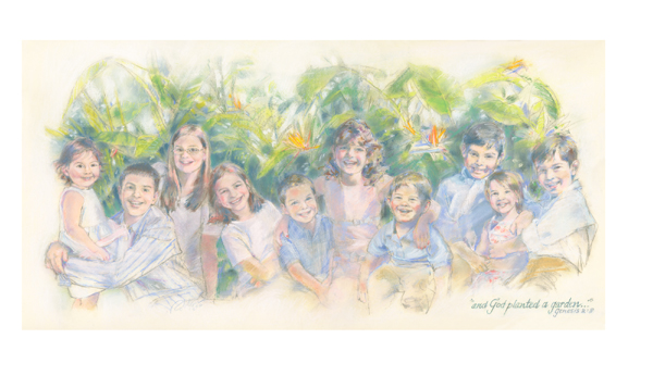 Portrait of family in pastel