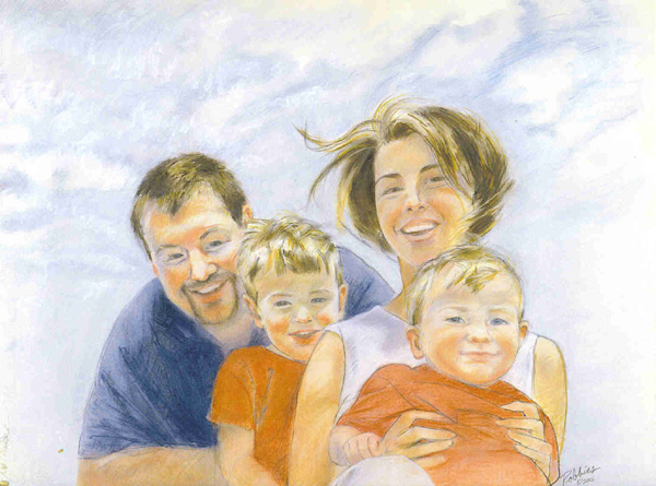 Portrait of family in pastel