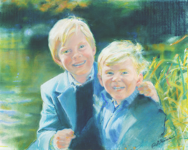 Portrait of a two boys in pastel