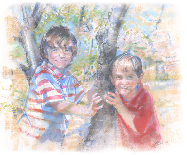 Portrait of a two boys in pastel